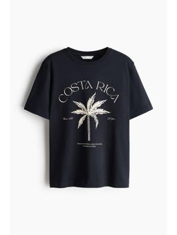 H&M - Women Black Printed T-Shirt