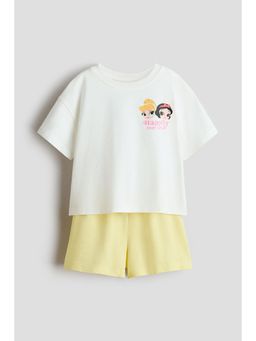 H&M - Girls White 2-Piece Printed Cotton Set