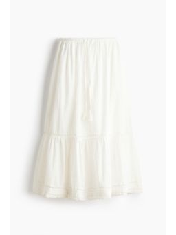 H&M - Women White Lace-Inset Cotton Skirt