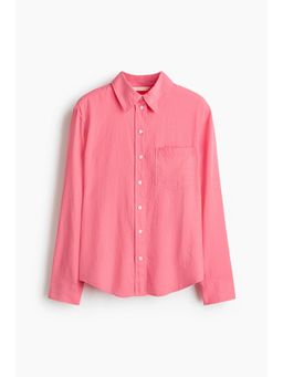 H&M - Women Pink Linen-Blend Shirt
