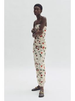 H&M - Women Red Cherry-Print Mesh Tube Dress