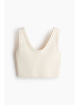 H&M - Women White Cropped Fine-Knit Vest Top