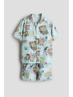 H&M - Boys Turquoise 2-Piece Printed Cotton Set