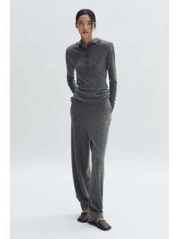 H&M - Women Grey Merino Wool Polo T-Shirt