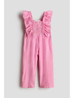 H&M - Girls Pink Frill-Trimmed Jumpsuit