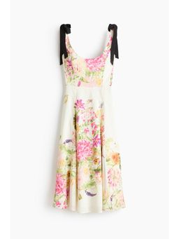 H&M - Women White Flared-Skirt Tie-Strap Dress