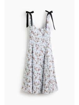 H&M - Women Blue Flared-Skirt Tie-Strap Dress
