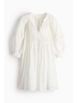 H&M - Women White Lace-Inset Tunic Dress