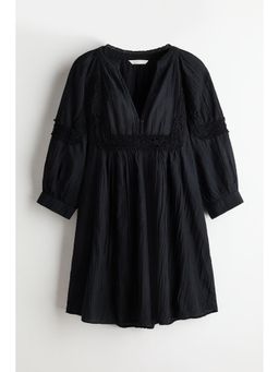 H&M - Women Black Lace-Inset Tunic Dress