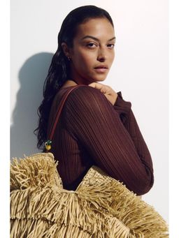 H&M - Women Brown Rib-Knit Beach Dress