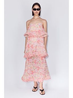 H&M - Women Pink Ruffle-Detail Tiered Dress