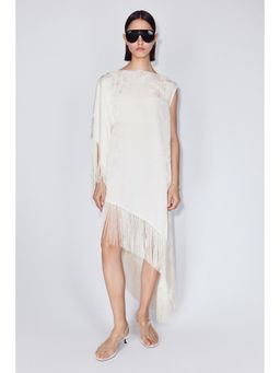 H&M - Women White Fringed One-Shoulder Kaftan Dress