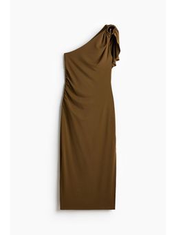 H&M - Women Green Draped-Panel One-Shoulder Dress