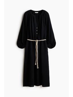 H&M - Women Black Oversized Tie-Belt Dress