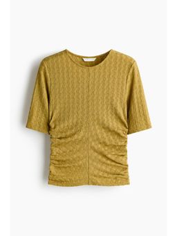 H&M - Women Yellow Crinkled Ruched Top