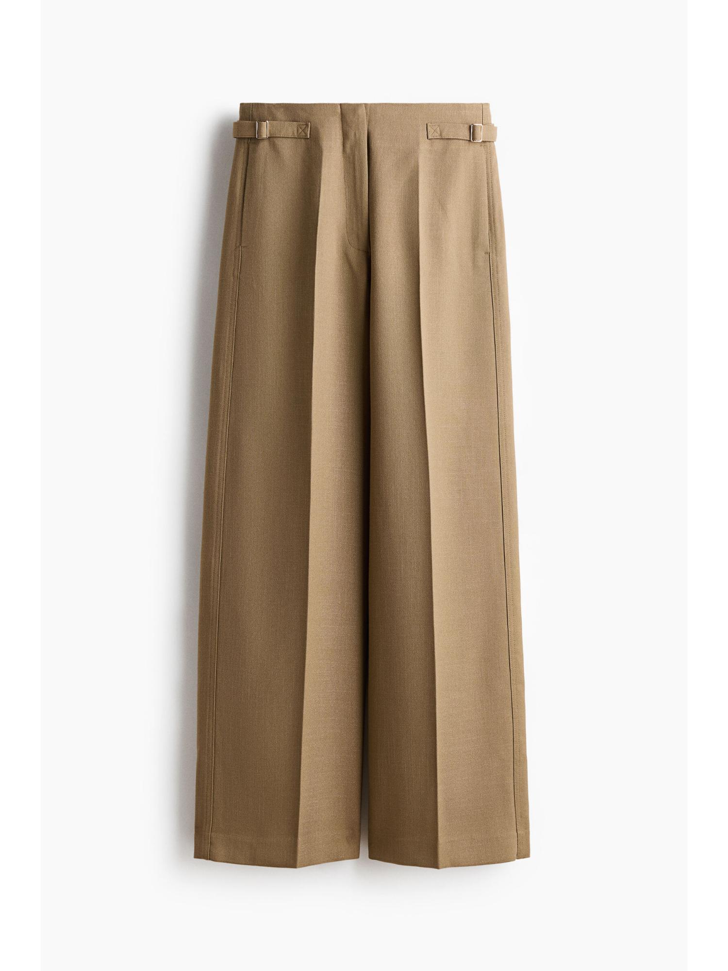 h&m Women Green Wide Tailored Trousers-picture-11