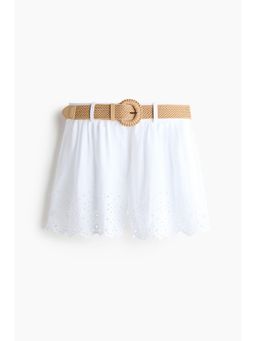 H&M - Women White Belted Cotton Shorts