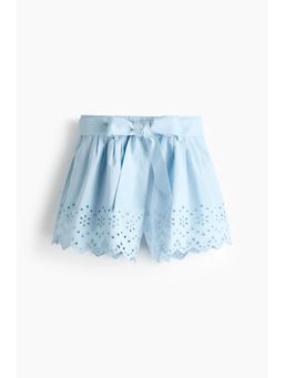 H&M - Women Blue Belted Cotton Shorts