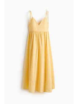 H&M - Women Yellow Tie-Strap Broderie Anglaise Dress