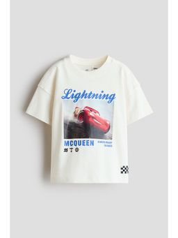 H&M - Boys White Oversized Print-Motif T-Shirt