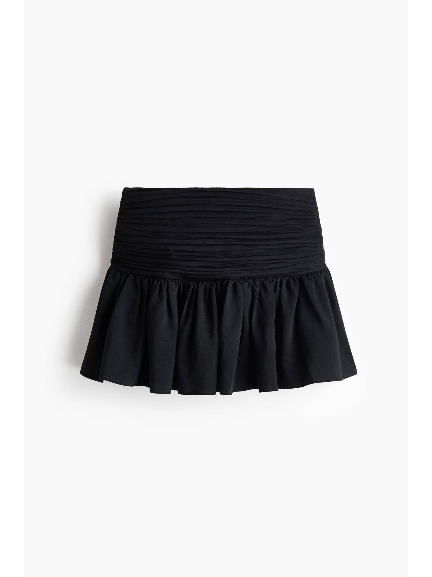 h&m Women Black Ruched-Waist Mini Skirt-picture-2
