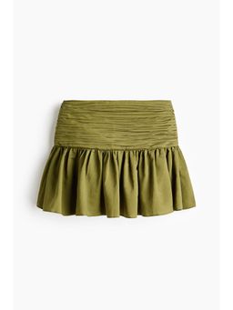 H&M - Women Green Ruched-Waist Mini Skirt
