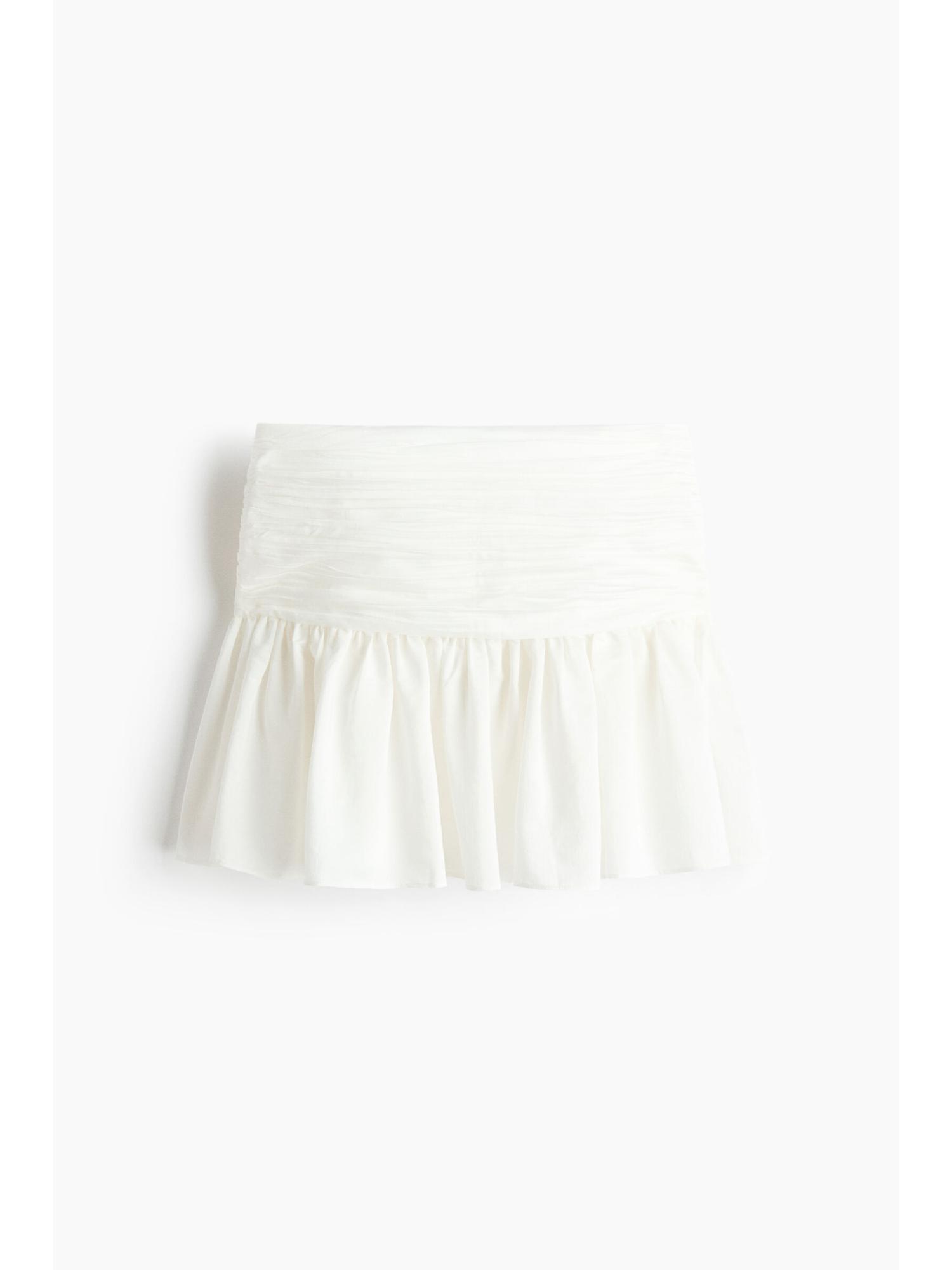 h&m Women White Ruched-Waist Mini Skirt-picture-37