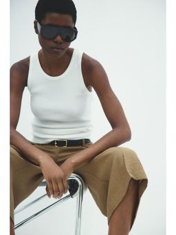 H&M - Women Beige Tailored Linen-Blend Culottes