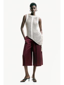 H&M - Women Red Tailored Linen-Blend Culottes