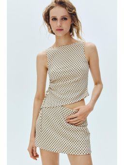 H&M - Women White Crinkled Drawstring-Detail Top