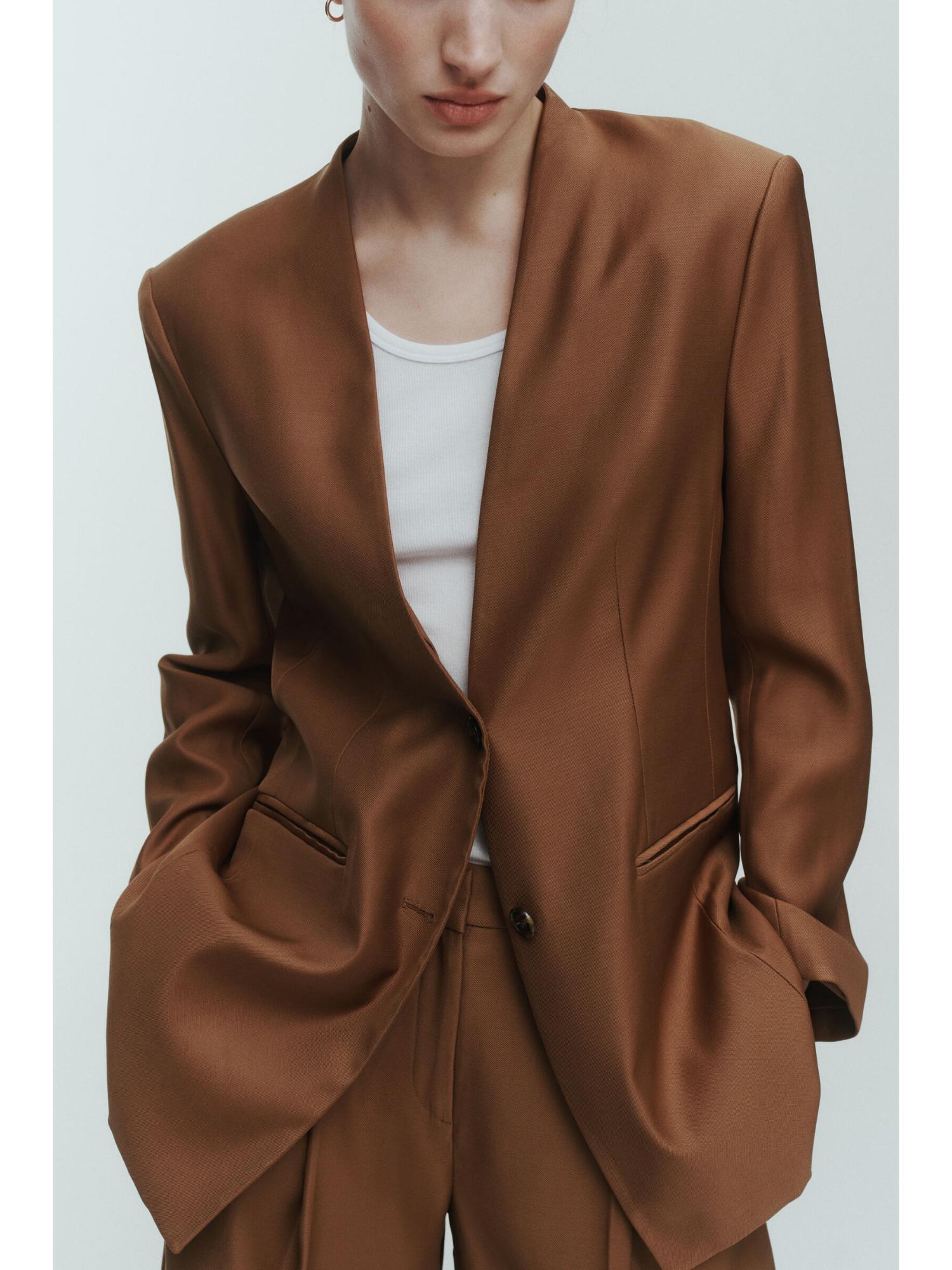 h&m Women Brown Lapelless Blazer-picture-20