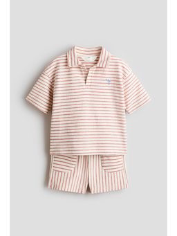 H&M - Boys White 2-Piece Textured Cotton Set