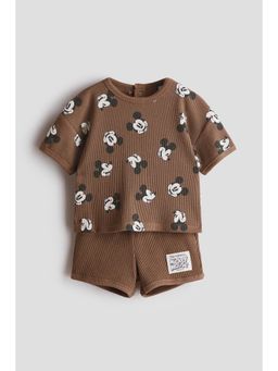 H&M - Boys Brown 2-Piece Printed Cotton Jersey Set