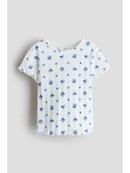 H&M - Girls White Patterned Pointelle Jersey T-Shirt