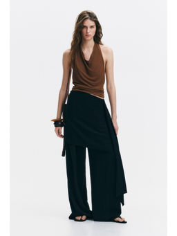H&M - Women Brown Cowl-Neck Halterneck Top