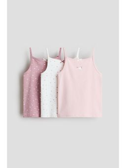H&M - Girls Multi-Color 3-Pack Cotton Strappy Tops