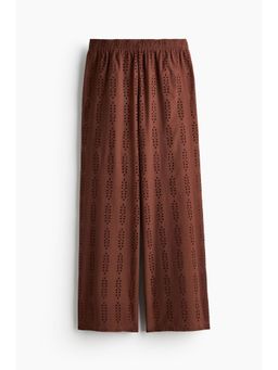 H&M - Women Brown Wide Broderie Anglaise Trousers