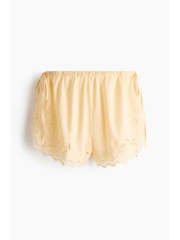 H&M - Women Yellow Broderie Anglaise Cotton Beach Shorts