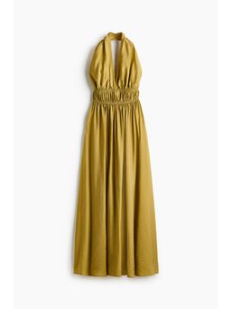 H&M - Women Yellow Flared-Skirt Halterneck Dress