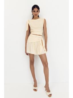 H&M - Women Yellow Tie-Detail Flared Skirt