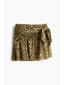 H&M - Women Beige Tie-Detail Flared Skirt