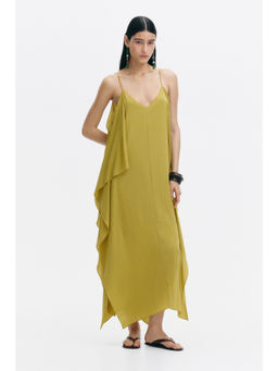H&M - Women Yellow Draped Crepe Dress