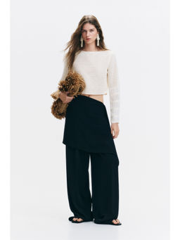 H&M - Women Black Tailored Skirt-Layered Trousers