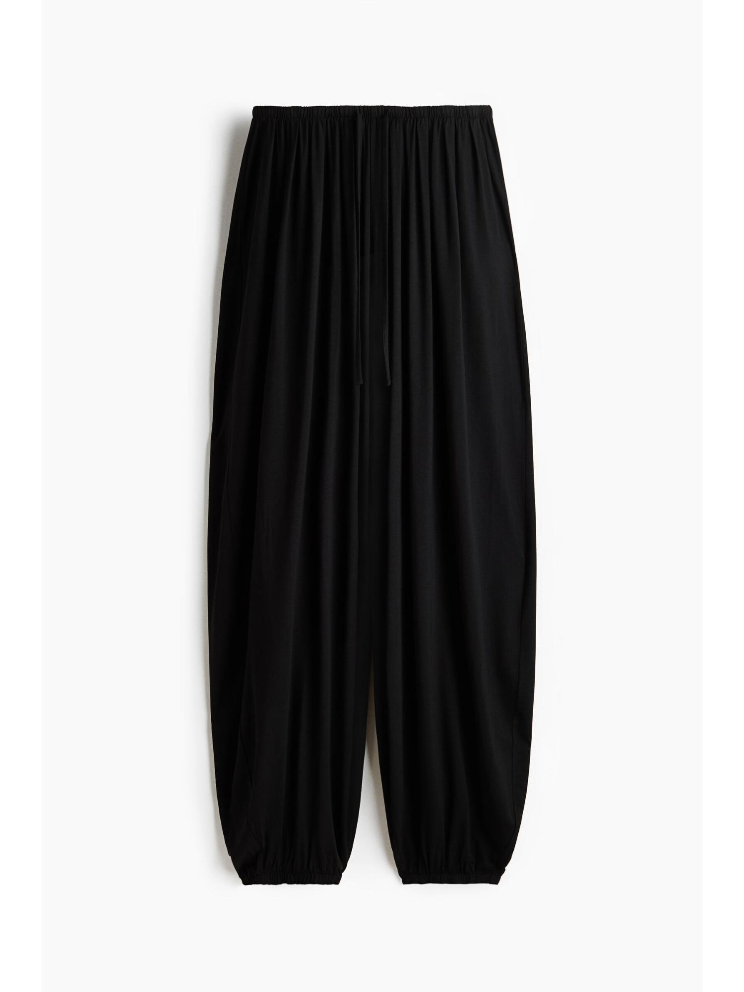 h&m Women Black Balloon Drawstring Joggers-picture-0
