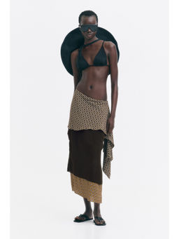 H&M - Women Green Scarf-Detail Layered Skirt