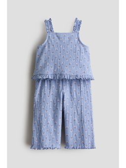 H&M - Girls Blue 2-Piece Printed Cotton Set