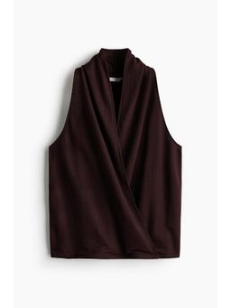 H&M - Women Brown Shawl-Collar Wrap Top