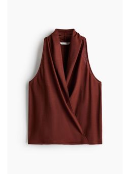 H&M - Women Brown Shawl-Collar Wrap Top