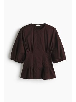 H&M - Women Brown Waisted Cotton Blouse
