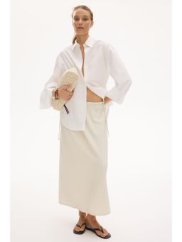 H&M - Women Beige Crinkled Drawstring Skirt